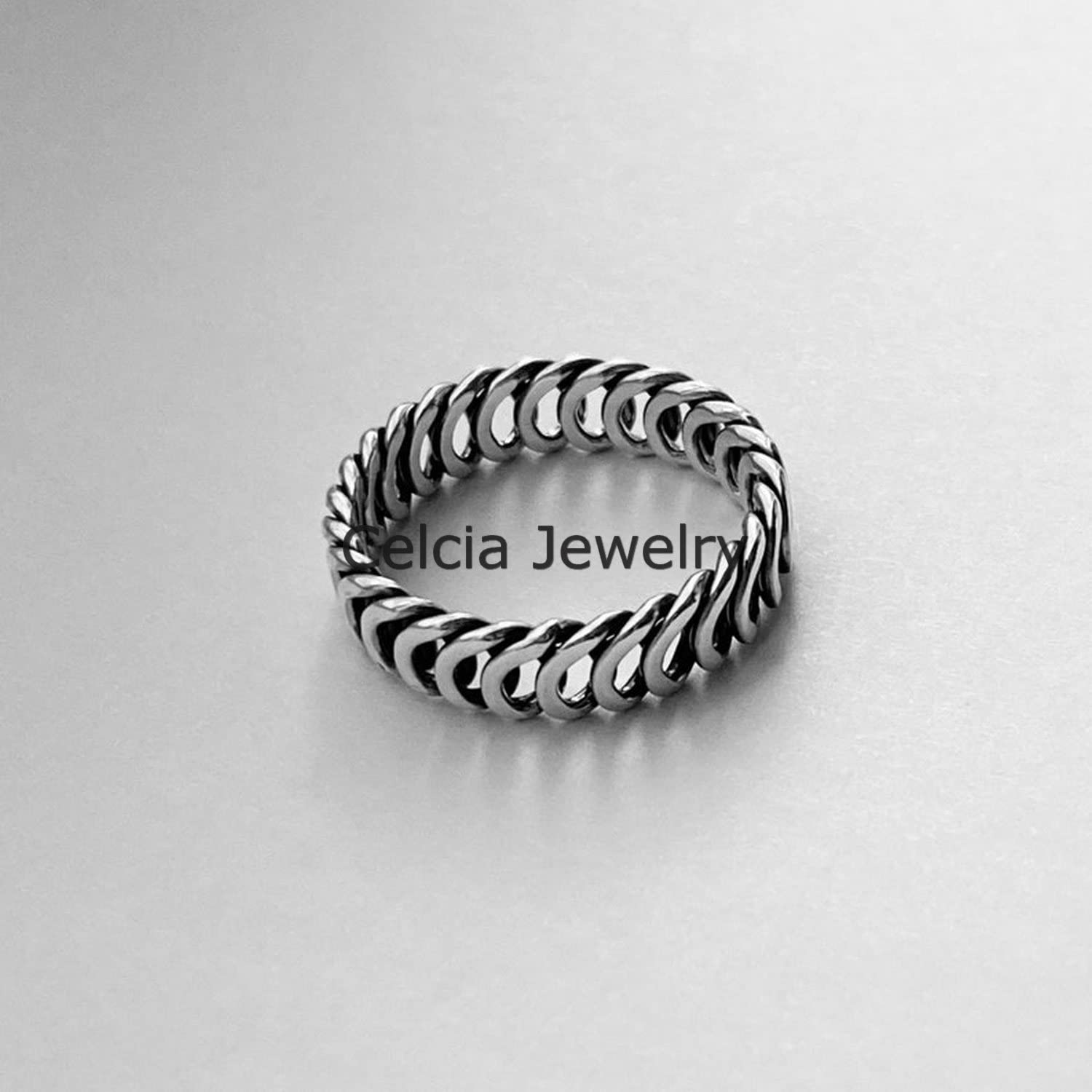 Sólido anillo de bucles de eternidad de plata de ley 925, anillo increíble, anillo delicado, anillo clásico hecho a mano único, anillo bohemio bohemio, anillo minimalista, anillo del día de la madre