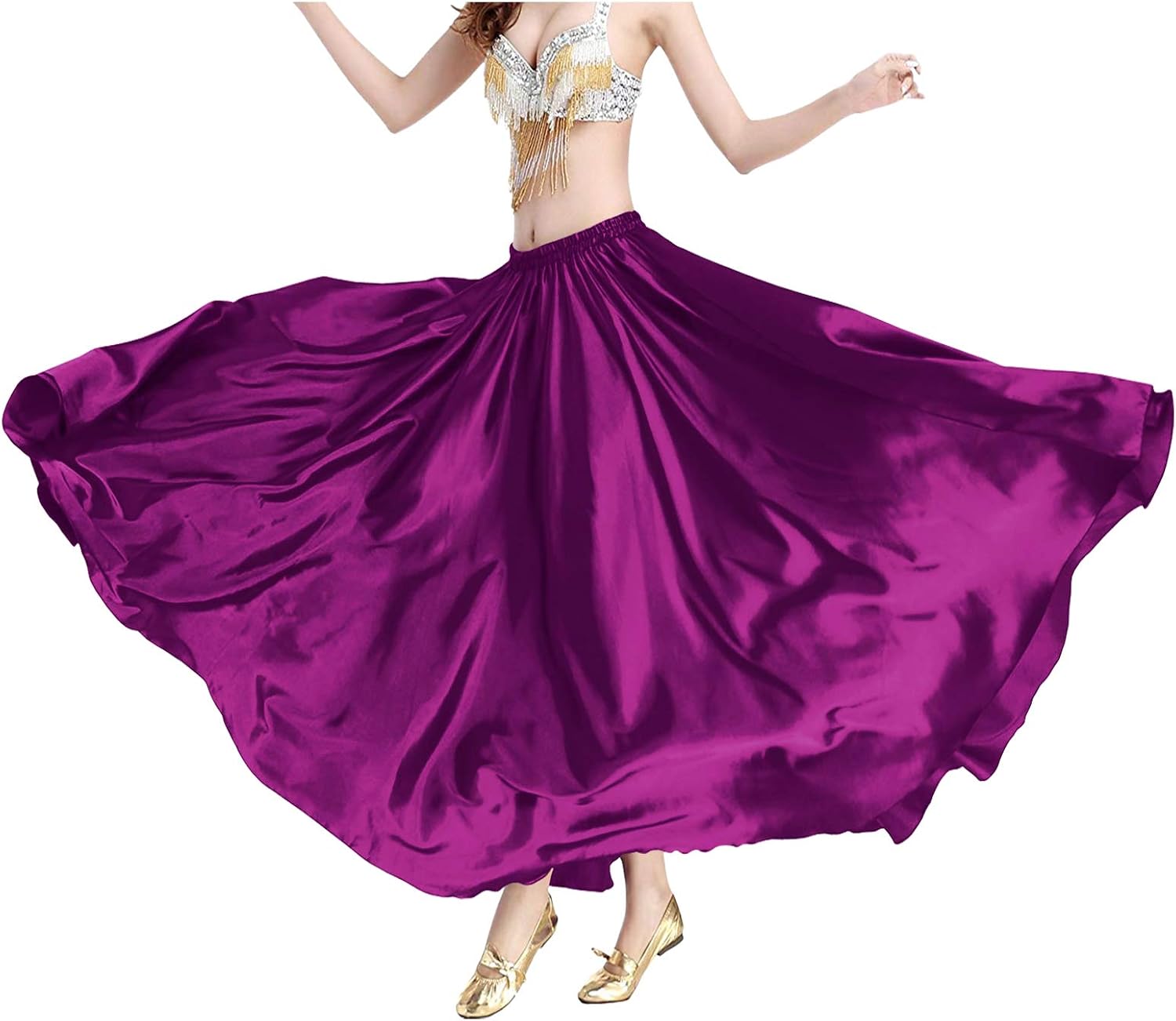 Indian Trendy Women's Satin Full Circle Swing Halloween Belly Dance Tribal Skirt