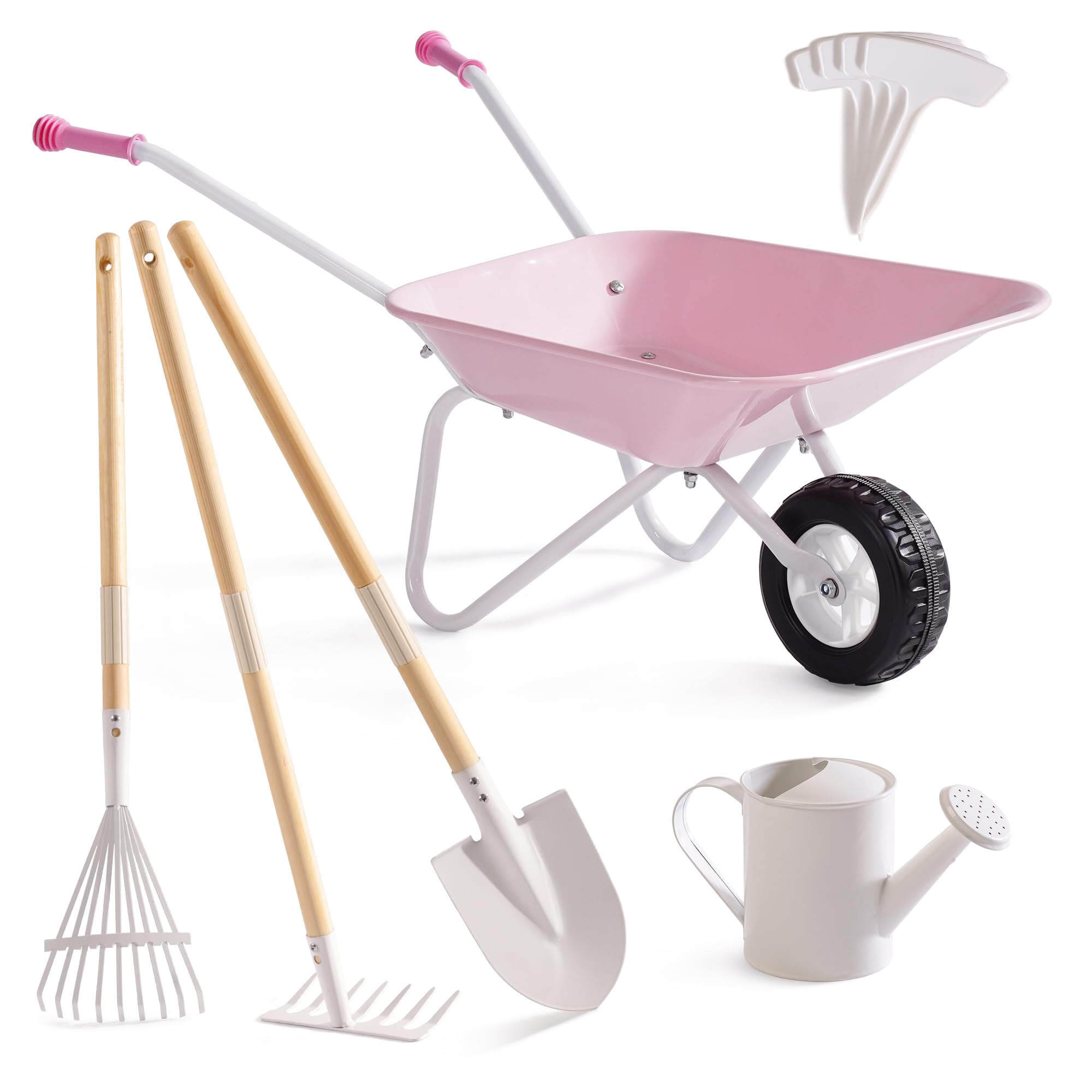 ROBUD Pink Kids Wheelbarrow Set