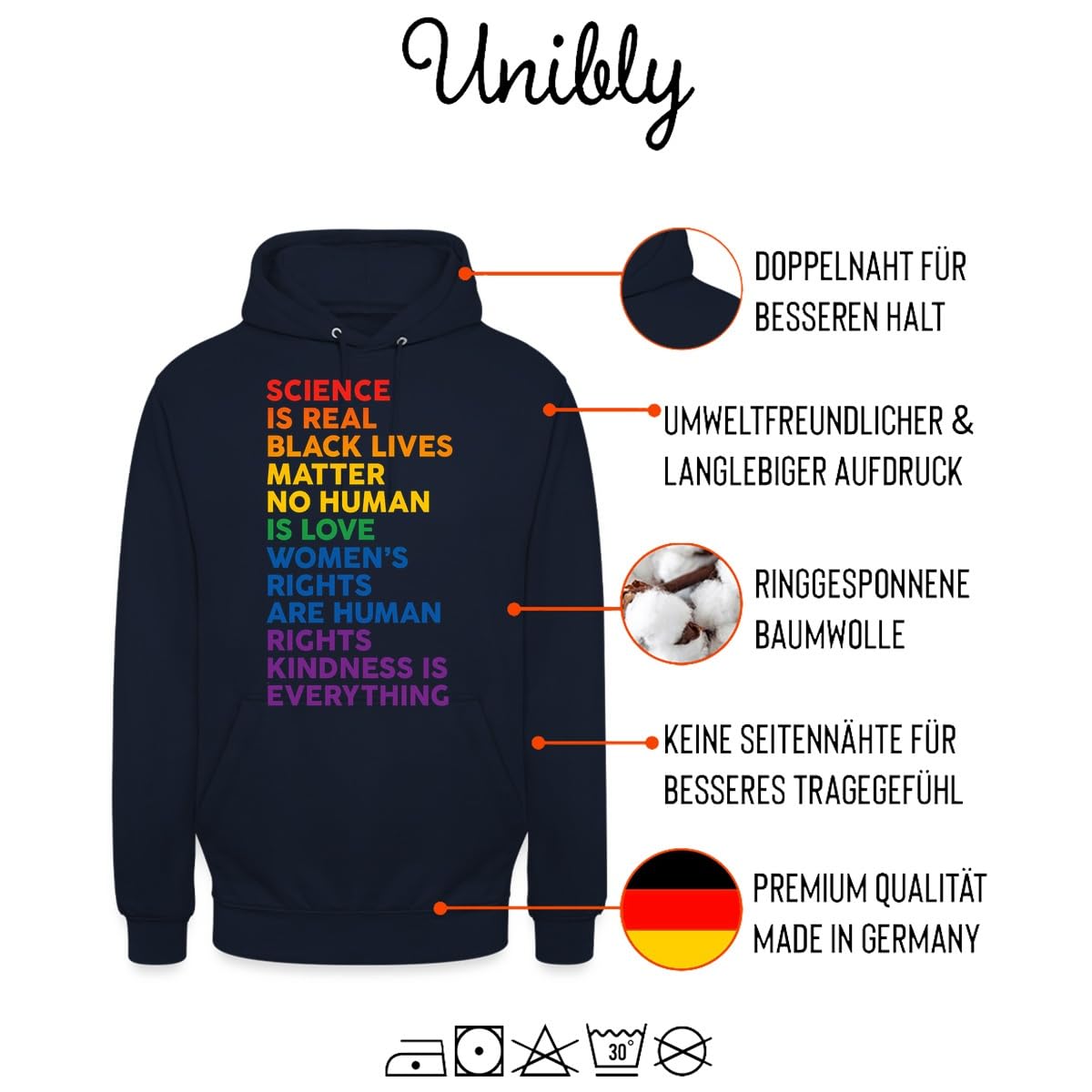 Kraftvolles Statement für Menschenrechte Pride Unisex Hoodie