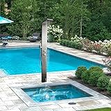 Elbe® Gartendusche ohne WPC-Bodenplatte, aus gebürsteten Edelstahl 304, mit Einhebelmischer und oberer Abdeckung, pooldusche mit kopfdusche und Handbrause für Garten und Pool