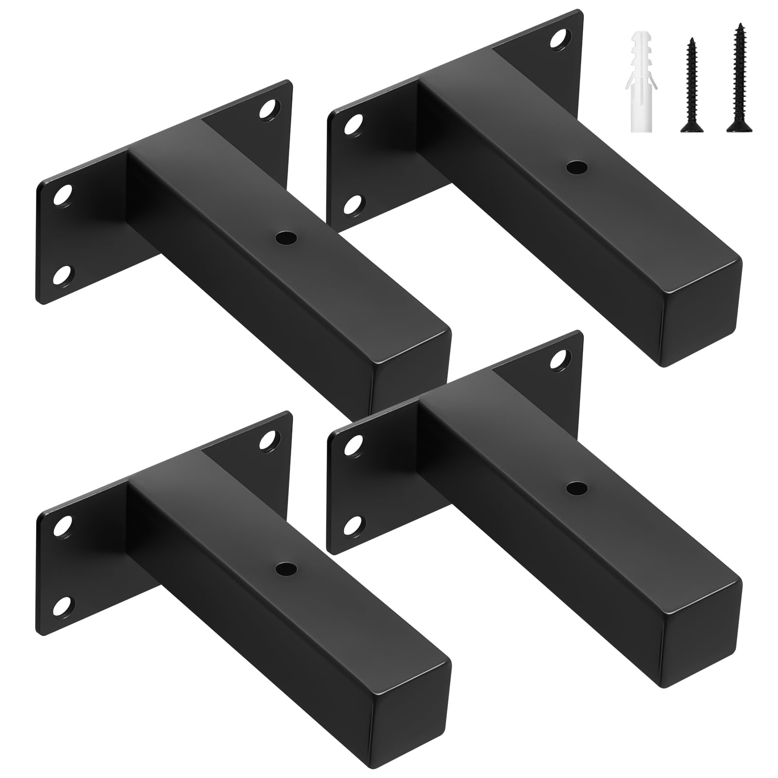 scicent 4 Pack Heavy Duty Shelf Brackets, Shelf Support, Hollow Design, Wall Brackets for Shelves (Black 10cm) โ image 1