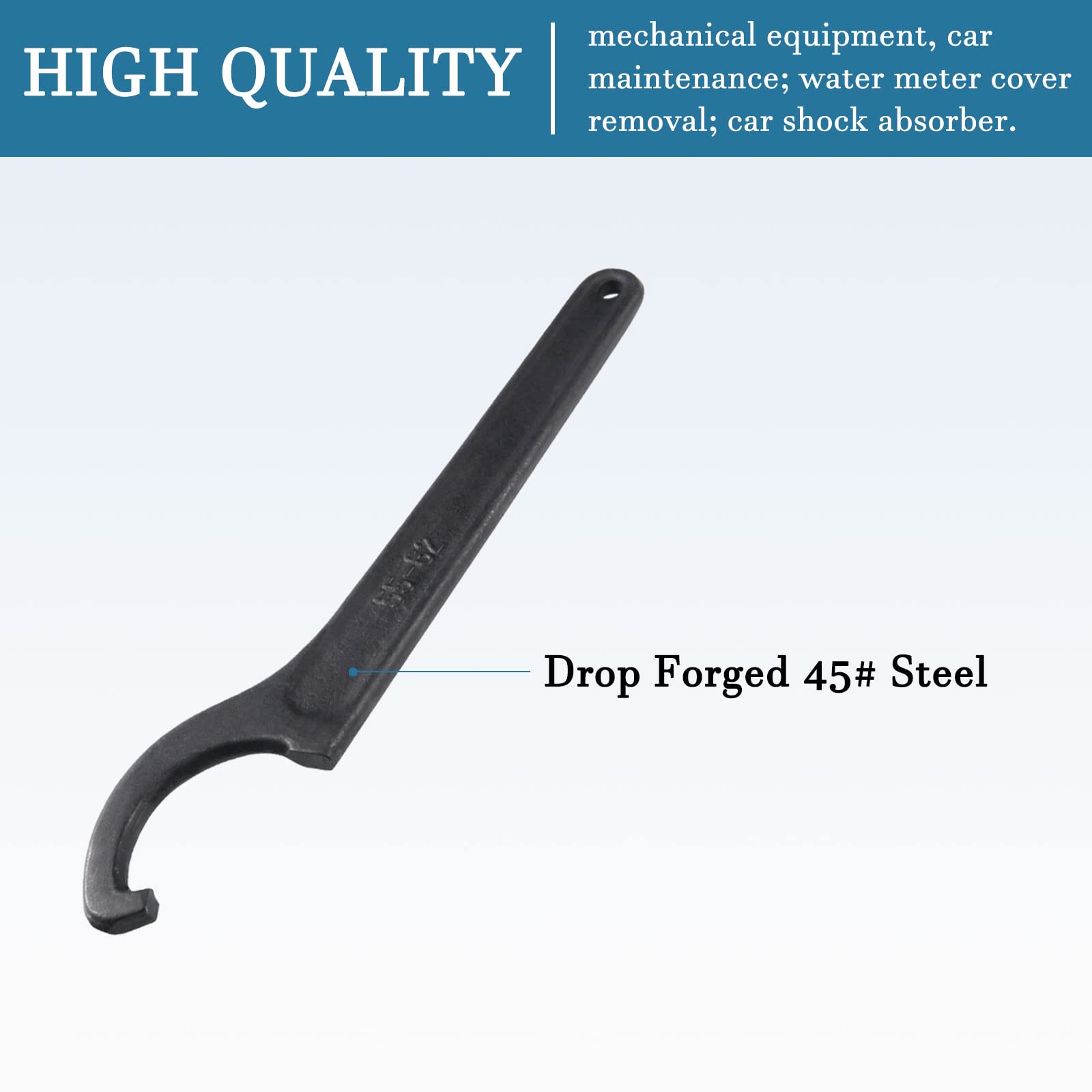 Chiave A Gancio Per Dadi Tondi 55-62mm - In Acciaio Forgiato, 210mm, Per Meccanica E Auto - Foto 3