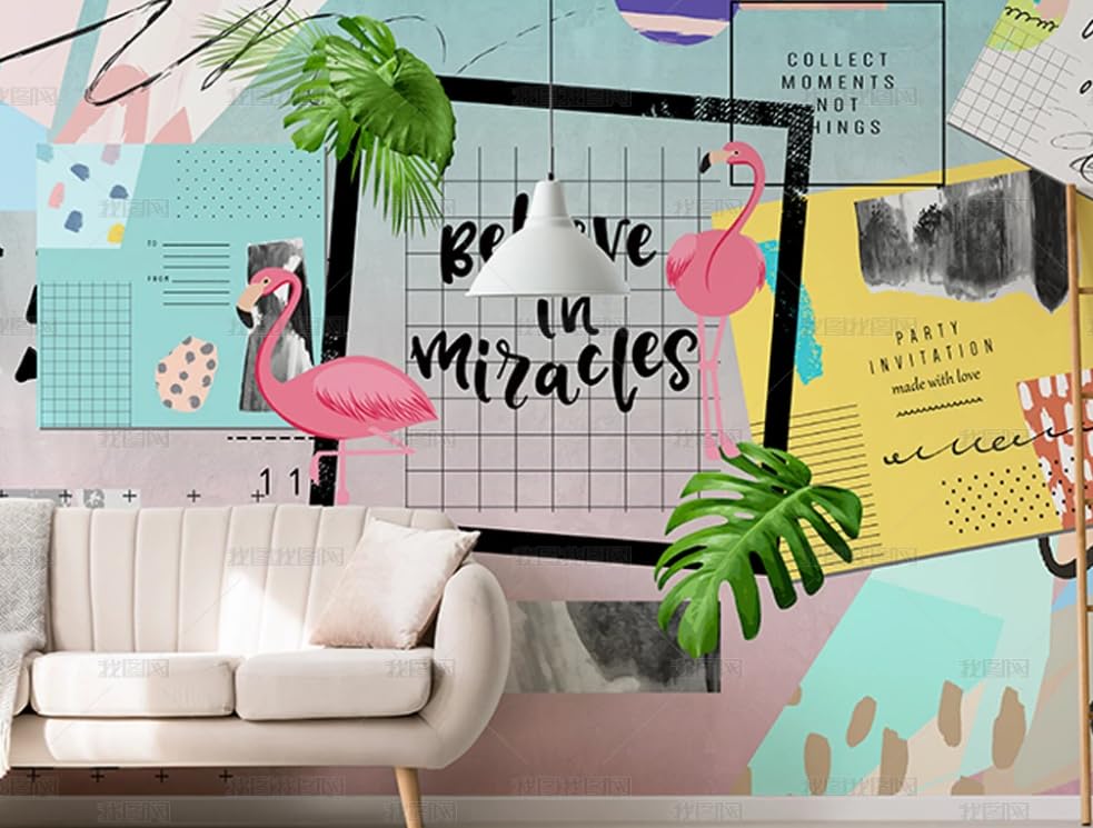 Papier peint intissé anti-dechirure feuilles de banane poster mural facile a poser