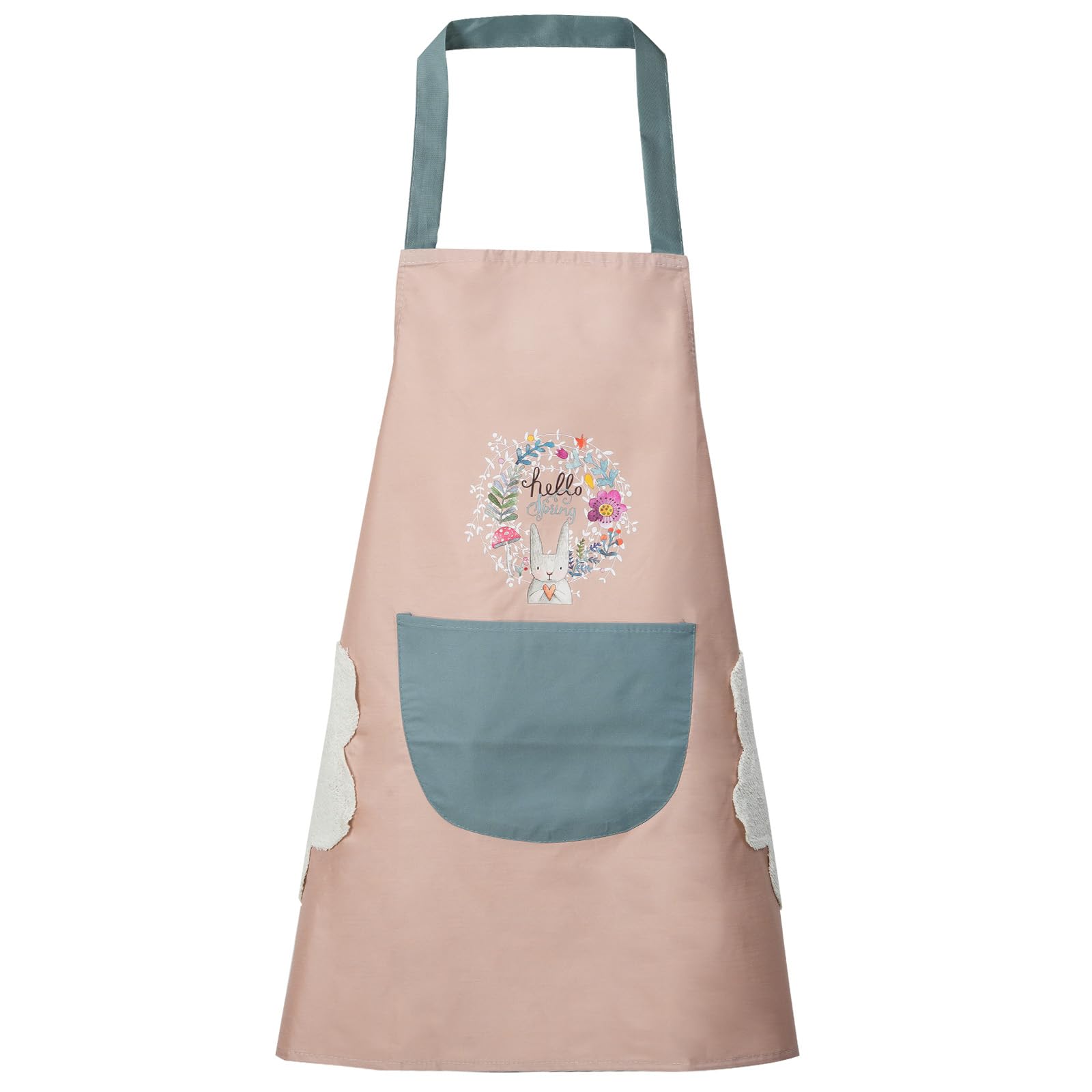 Dillman Unisex Pink Women Kitchen Apron With Hand Wipe Pockets, Big Pocket, Waterproof For Cooking Baking, Large