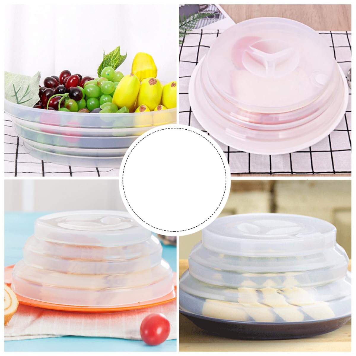 Coperchio in Silicone Pieghevole Protezione Antipolvere per Alimenti Facile da Conservare e Resistente, per Brunch e Banchetti in Cucina
