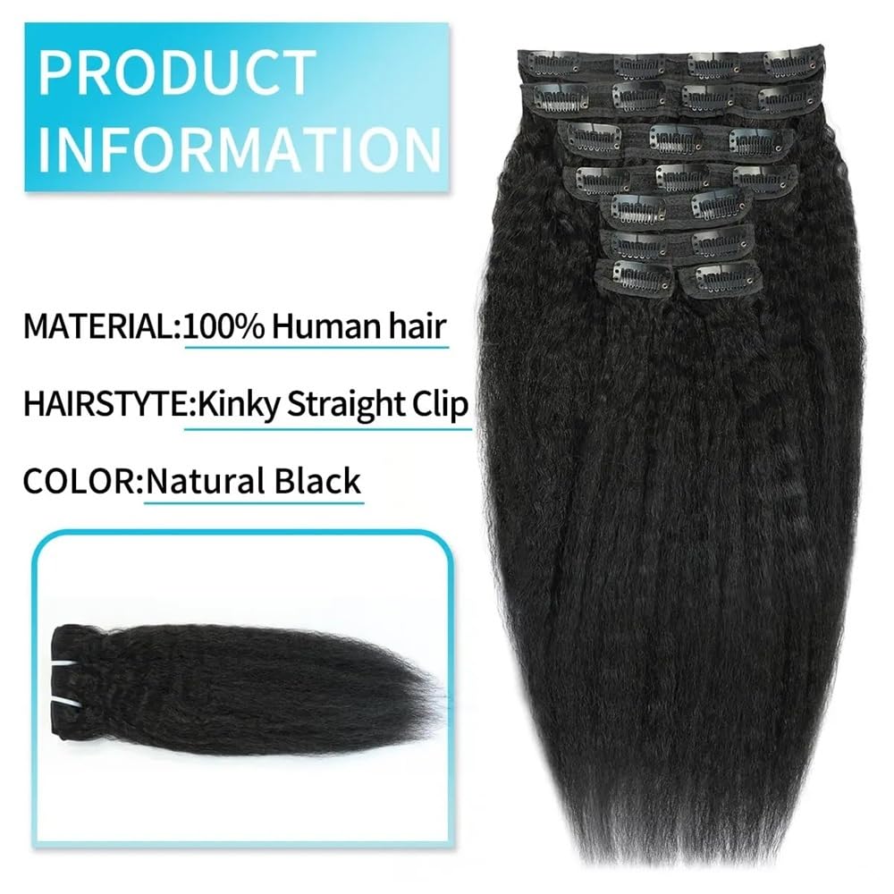 Peruki dla kobiet 10"-26" Kinky Straight Clip in Hair Extensions 8 sztuk/zestaw bezszwowe klipy przedłużanie włosów brazylijskie włosy Remy Yaki proste treski do przedłużania włosów peruki damskie