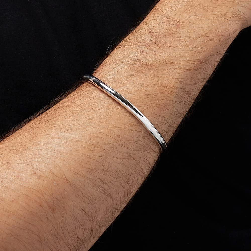 Brazalete de plata para hombre | Pulsera de plata de ley 925 maciza - Brazalete de plata para hombre, Plata Esterlina Plata, No es una piedra preciosa 3