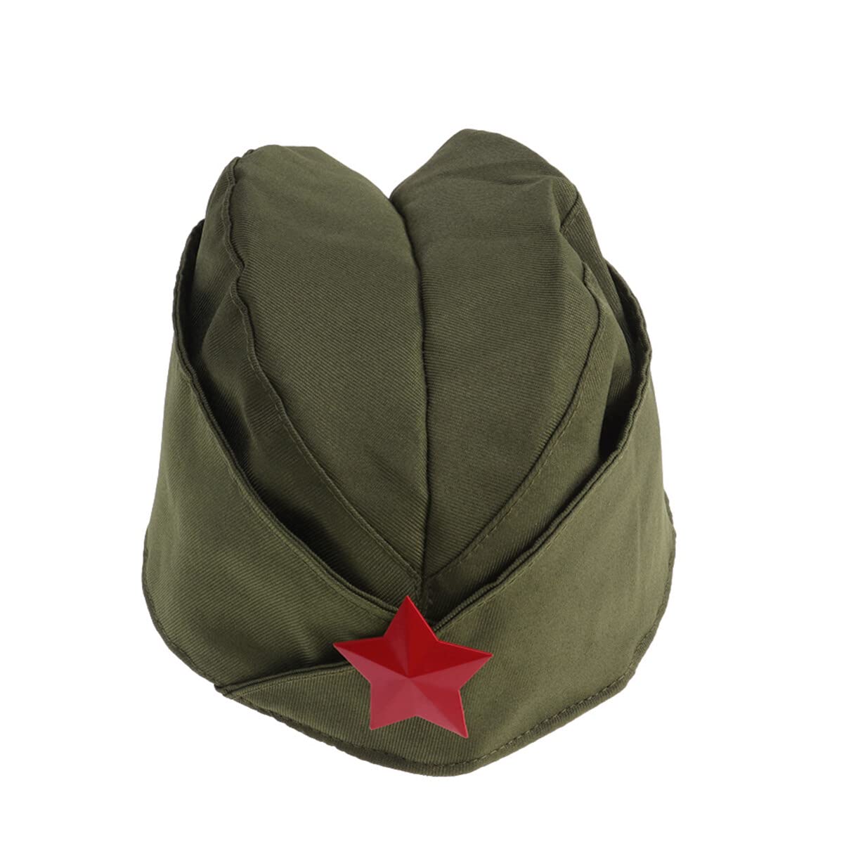 Kisangel Stewardess Wheat Airline Beret Hat Pilotka Russian Army Hat with Red Star for Carnival Cosplay Party Supplies