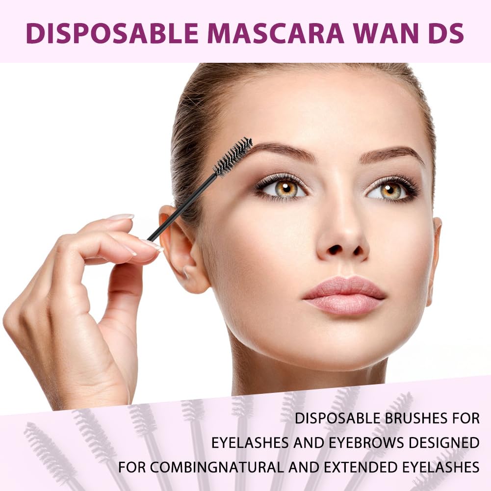 50PCS Brosses à Cils Jetables, Brosse à Sourcils, Pinceaux à Jetables, Applicateur Cillets Brosse pour Maquillage Extension Cillets Sourcils (Noir)
