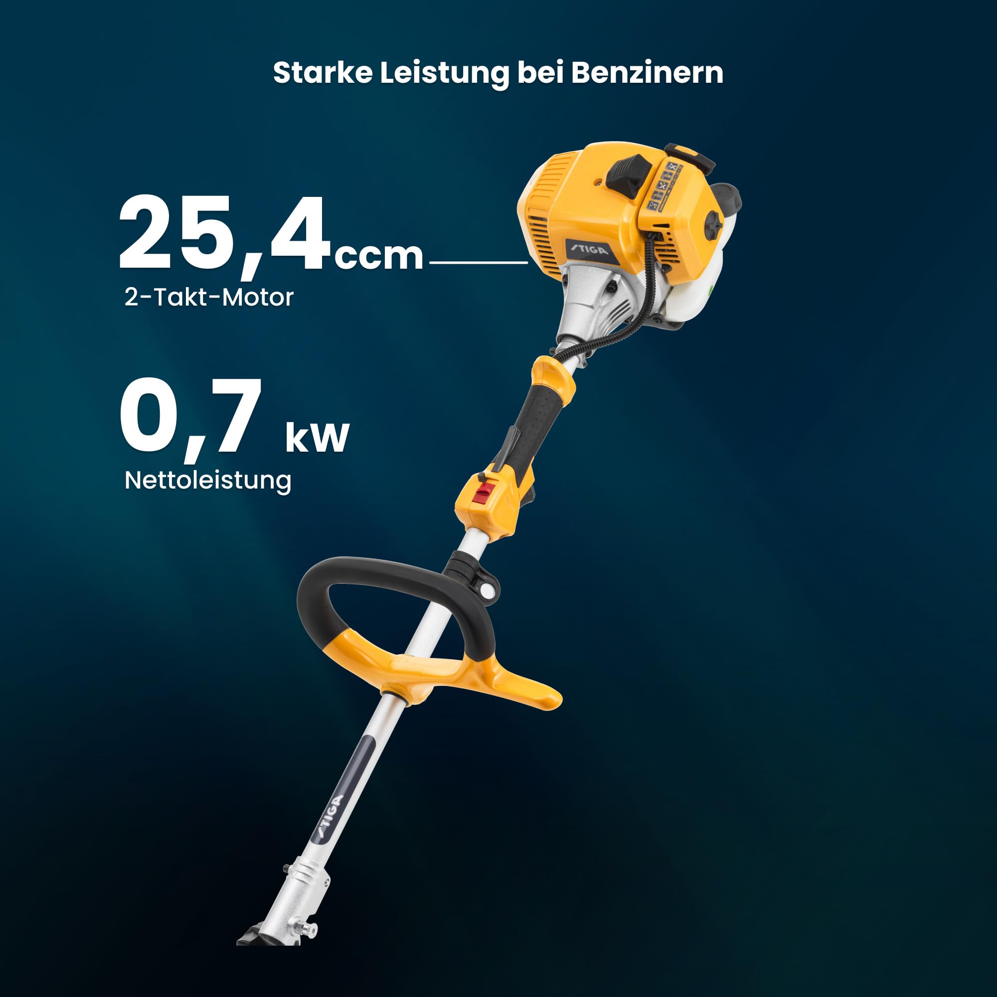 Stiga Benzin Multitool MT 330-5 in 1 (700W), Trimmer, Heckenschere, Kettensäge, Teleskopstange