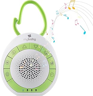 MyBaby SoundSpa On‐The‐Go Baby Soother Sleep Aid, 4 Soothing Sounds, Adjustable Volume Control and Clip for Prams, Buggies, Strollers, Changing Bags, Small and Lightweight, Auto Timer