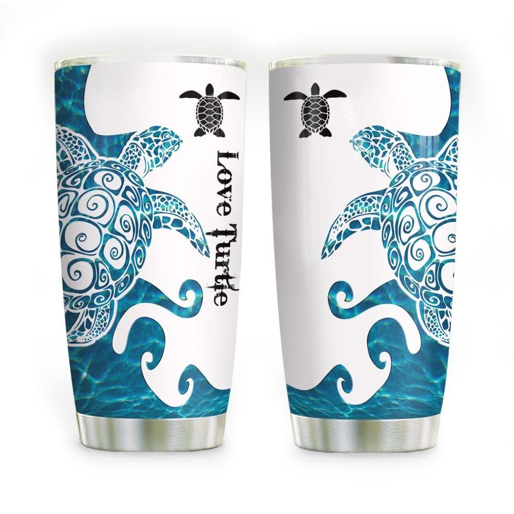 Personalized Love Turtle Mandala Tumbler, Hawaiian Turtle Tumblers Coffee Mug, Sea Turtle Travel Cup, Gift For Turtle Lover, Farmily, Friend, Tumbler 20oz/30 oz Stainless Steel, Camping,BeerTravel Mug