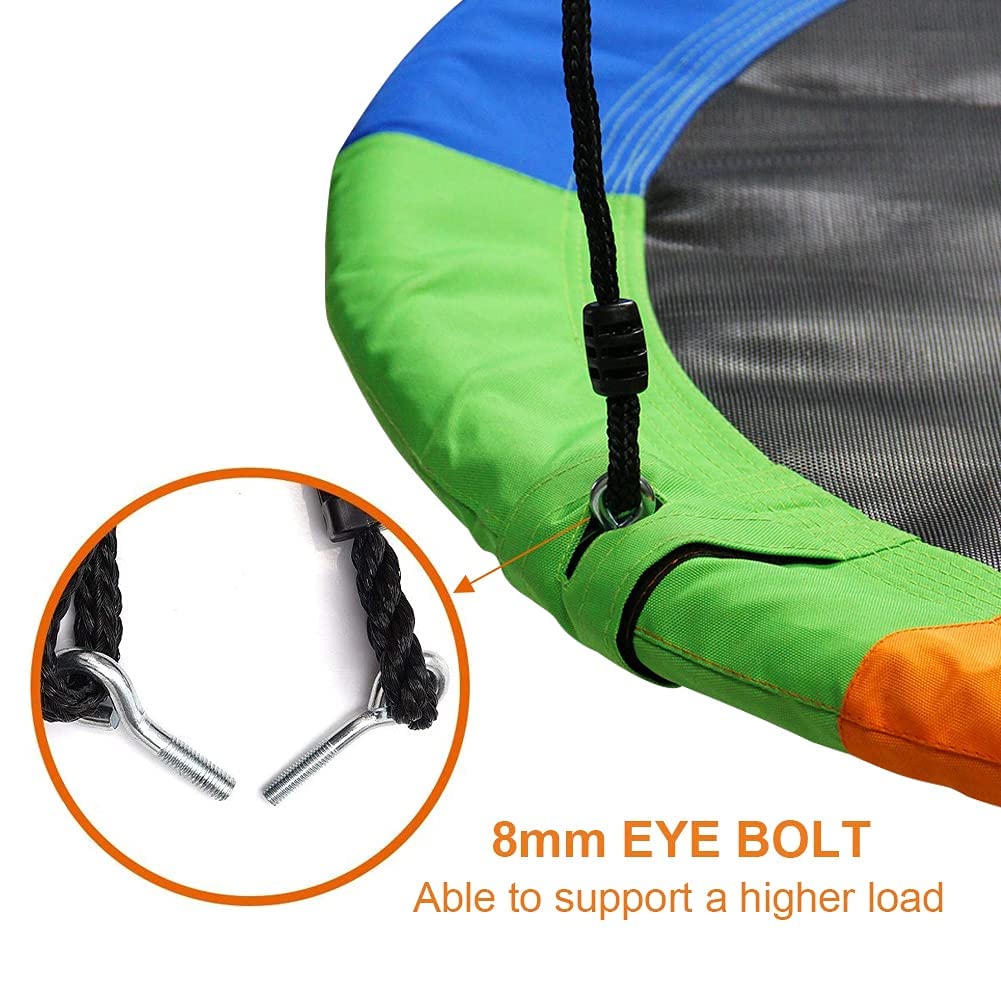 Juegoal 40 Inch Saucer Tree Swing, Large Rope Swing with Children Swing Platform Bonus Carabiner for Hanging Rope Outdoor