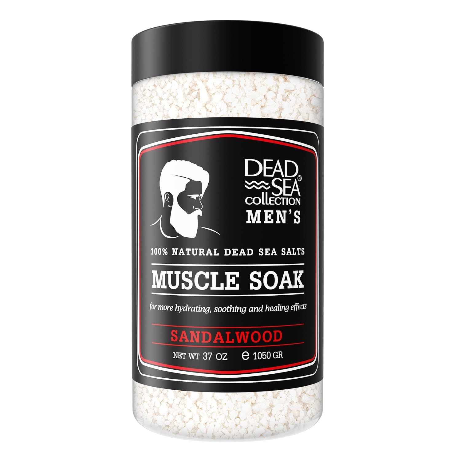 Bath Salts for Men with Sandalwood Oil - Muscle Recovery Bath Soak – Mens Pure Dead Sea Salt for Soothing and Relaxing - 37 Oz