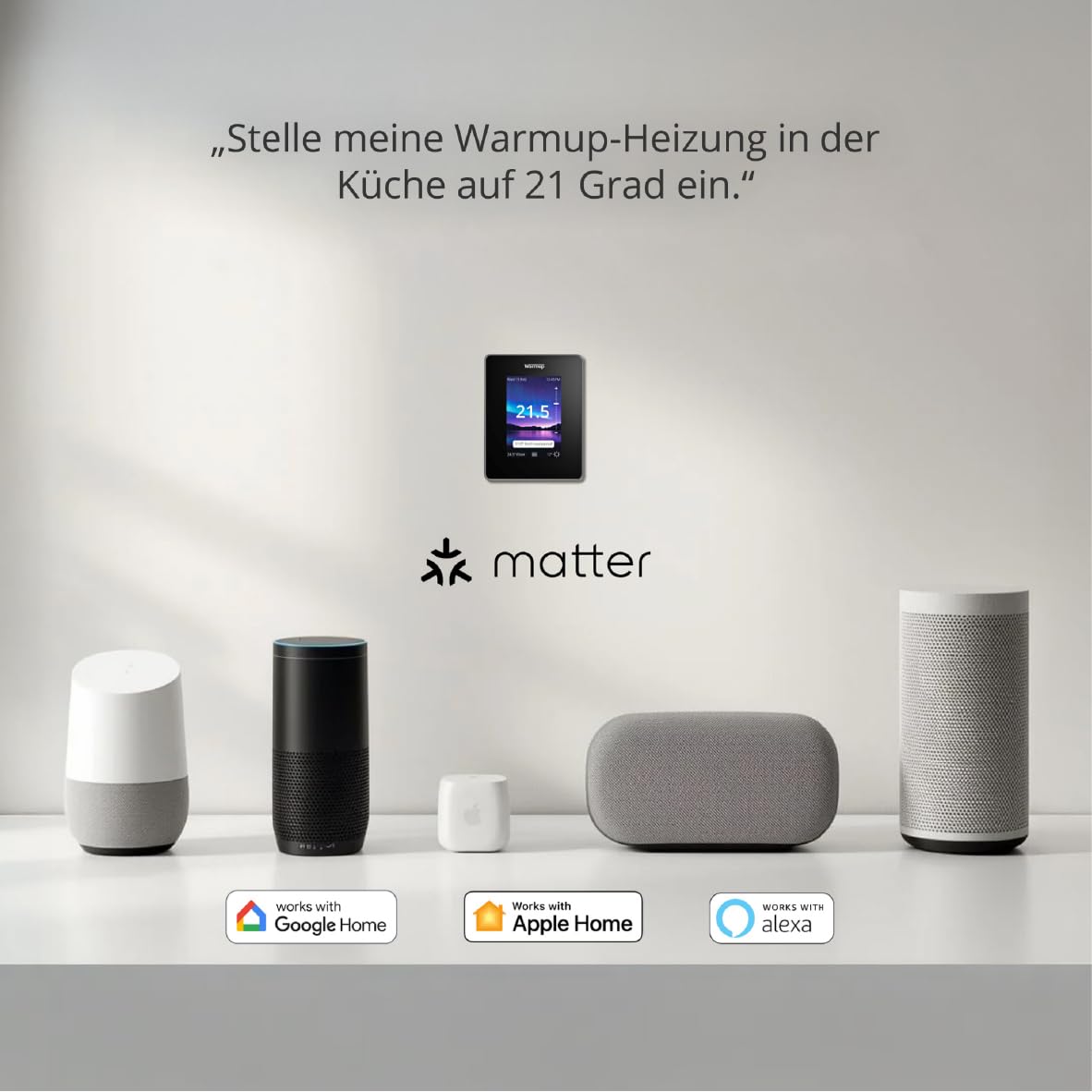 Warmup 7iE Thermostat | WiFi Smart Wired mit Smartcare | Fußboden- & Heizungssteuerung | Einzelzone | Matter Technology | Installation erforderlich | Onyx Schwarz