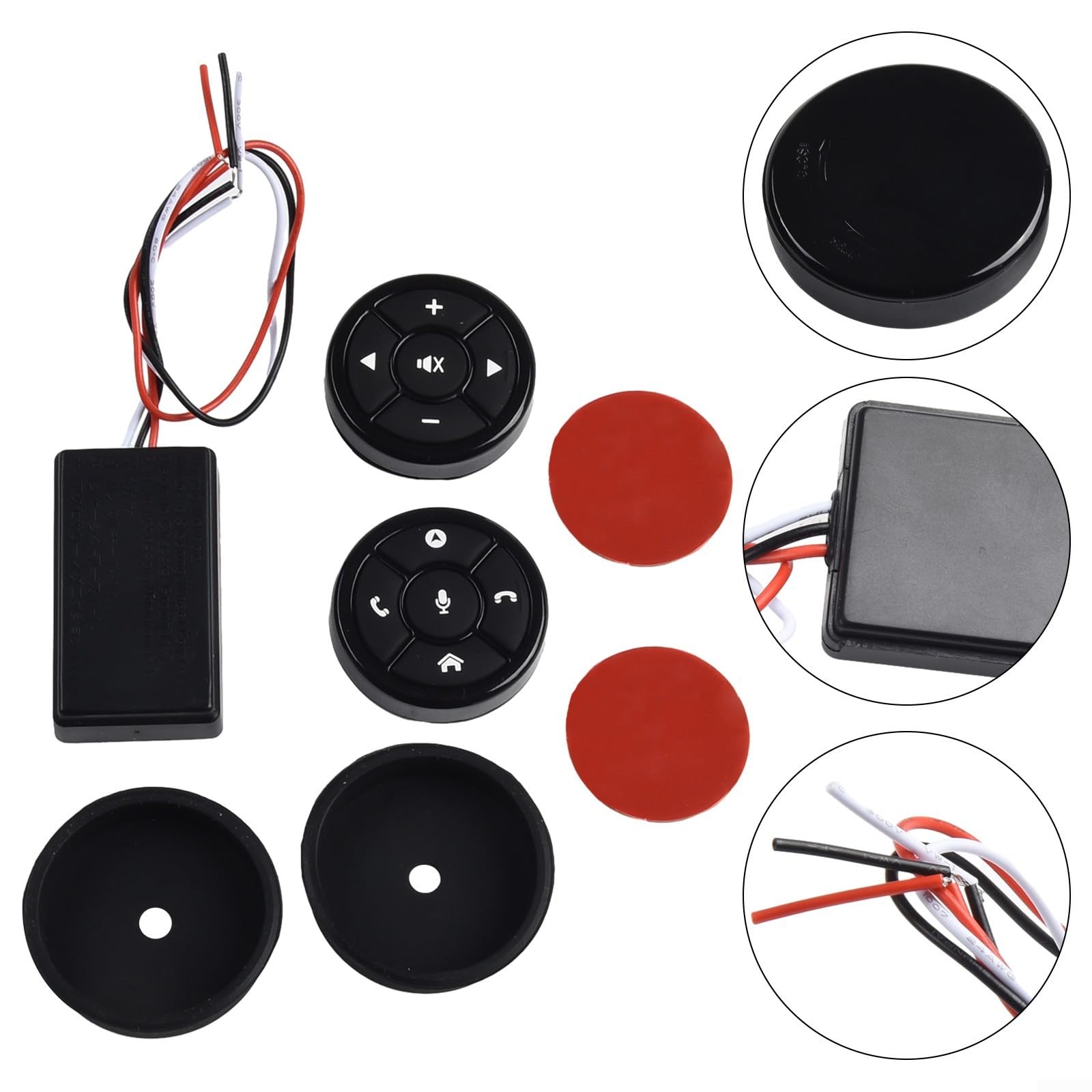 Zoegneer Botones multifunción para volante, control remoto para coche, reproductor multimedia, luz nocturna azul para Android, navegación de pantalla grande, control cuadrado inalámbrico