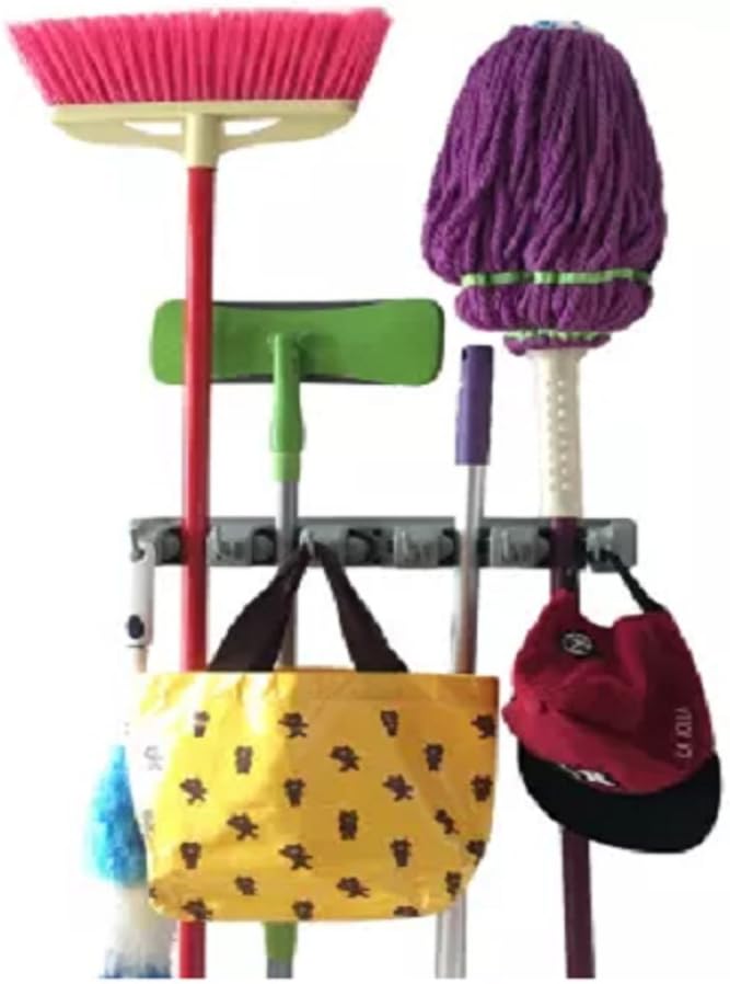 CHAMP GRIP. Strongest Grippers Mop Broom Holders with 5 Ball Slots and 6 Hooks. Items Guaranteed Non Slide. Life-time Guarantee.