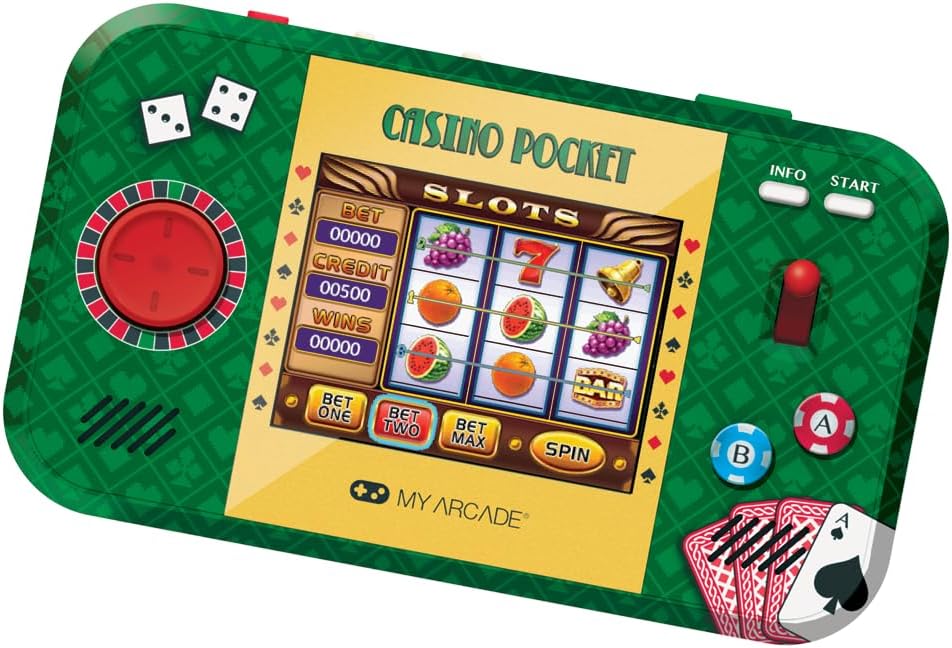 My Arcade Casino Pocket: Retro Casino Arcade Game, 30 Games, Rechargeable Battery, Includes Travel Case and Screen Protector, Roulette, Poker, Blackjack