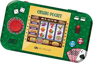 My Arcade Casino Pocket - Retro Casino Arcade Spiel, wiederaufladbarer Akku, inklusive Reiseetui und Displayschutzfolie, Roulette, Poker, Blackjack und mehr