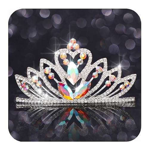 Kilshye Heart Tiara Comb Silver Rhinestone Crown Hair Combs for