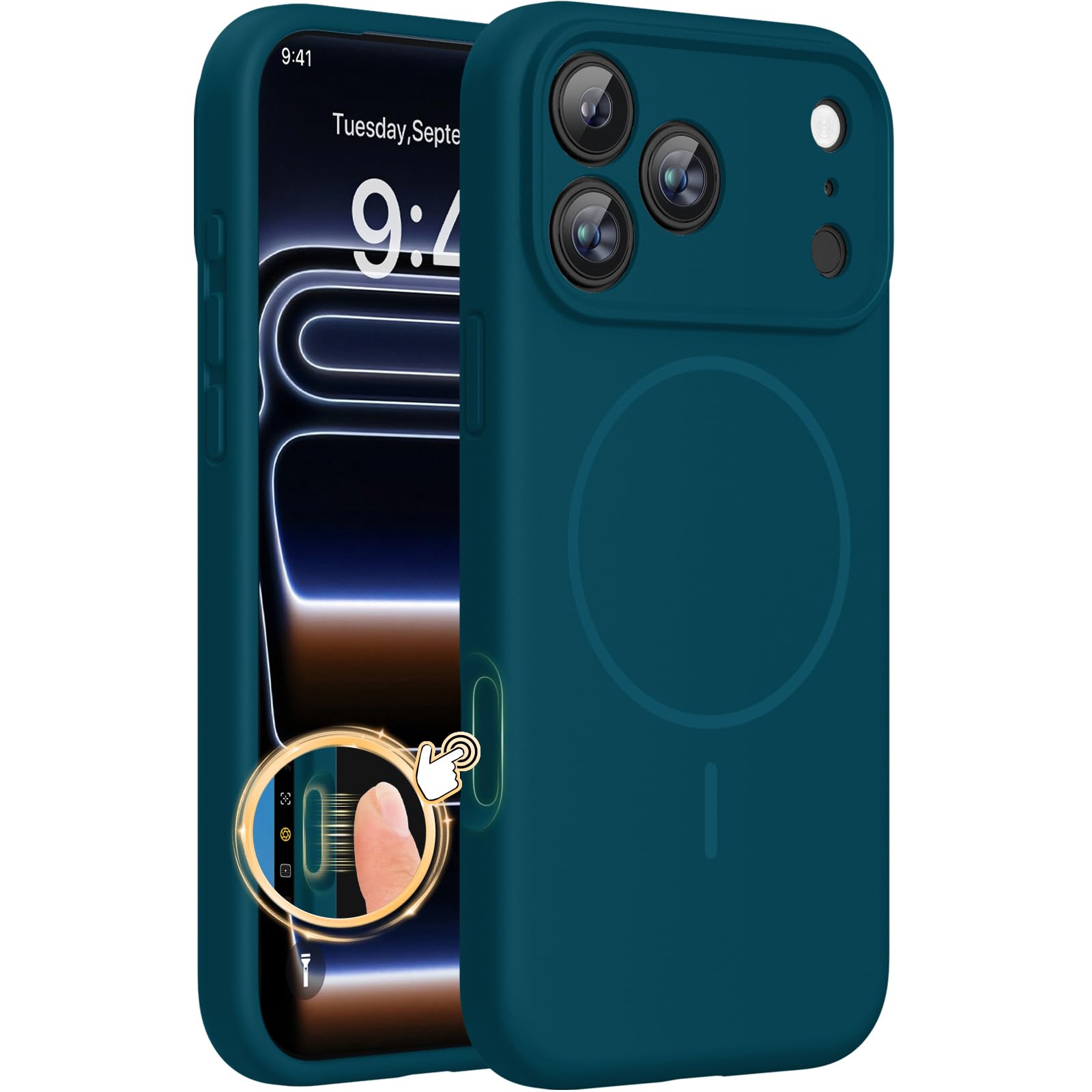 Miracase Magnetic for iPhone 17 Pro Case, Silicone, Teal