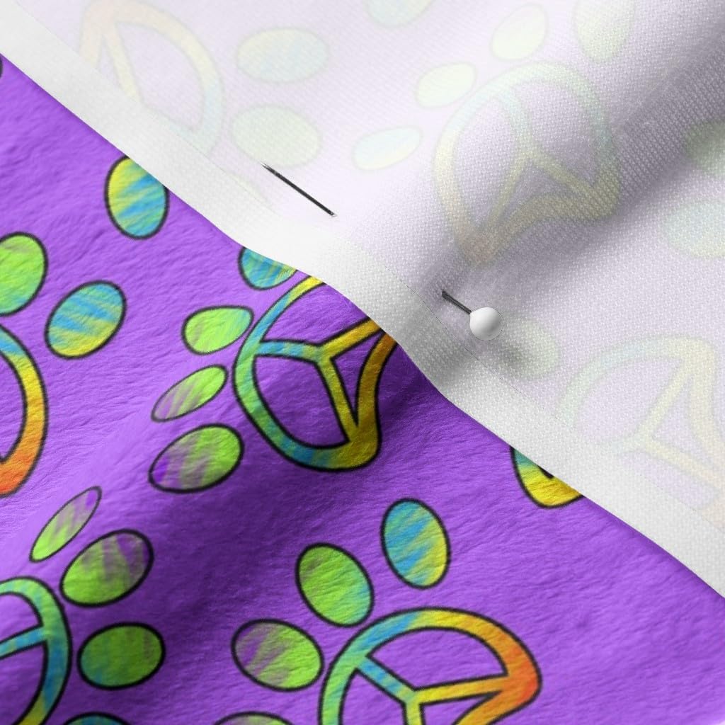 Spoonflower Fabric - Peace Puppy Paw Prints Dog Psychedelic Dogs Hippy 60S Printed on Minky Fabric by The Yard - Sewing Baby Blankets Quilt Backing Plush