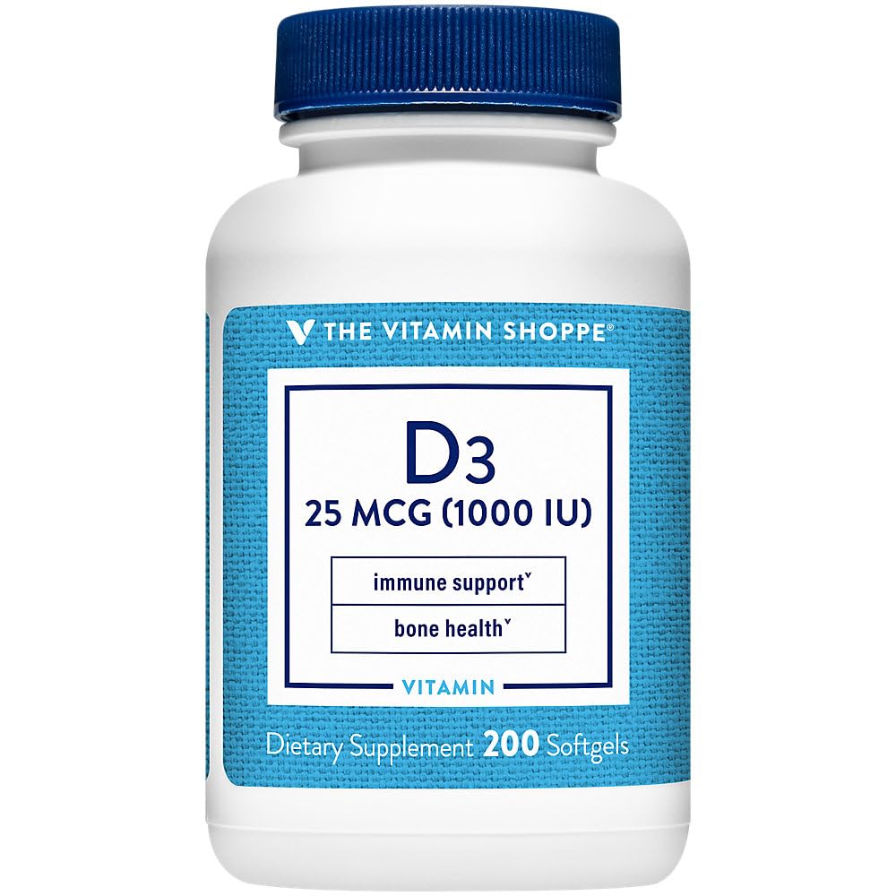 Vitamin D3 1000IU - Bone Immune & Cellular Health | Cholecalciferol Softgels | 200 Softgels | Gluten-Free
