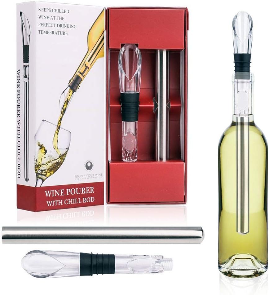 3in1 Stainless Steel Wine Chiller Stick with Aerator and Pourer