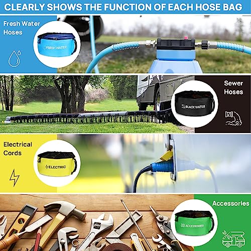 4 Pack Waterproof RV Hose Storage Bags, RV Accessories for Inside, RV Utility Bag for 4 Colors Organization, Store Your Fresh Water Sewer Hoses Electrical Cords & Accessories with Our RV Storage Bag - Image 3