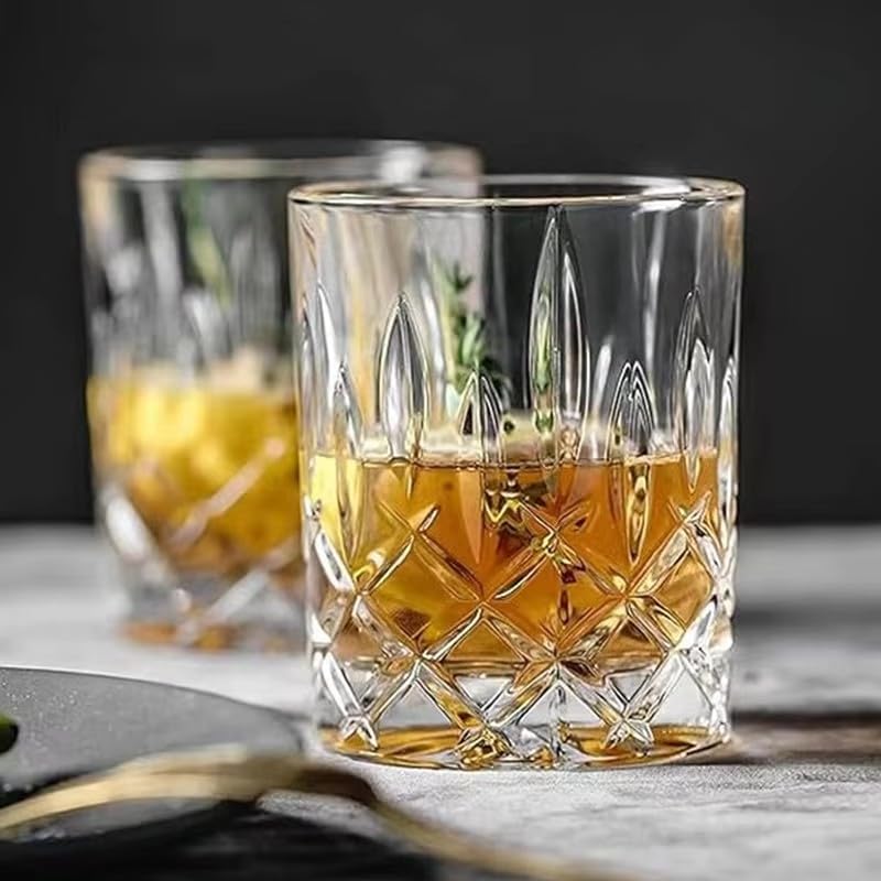 Image of Premium Crystal Whiskey Glasses Set of 6 Large Lead-Free Crystal Glass Tasting Cups Scotch Glasses Tumblers for Drinking Irish Whisky Bourbon Tequila (Small Oxford, 6 * 7.8oz)
