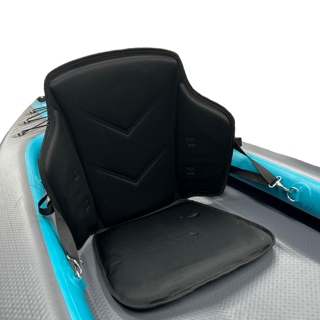 Sedile per kayak con schienale alto, nero, imbottitura in schiuma EVA, cinghie regolabili con clip in metallo per gommoni, kayak e SUP