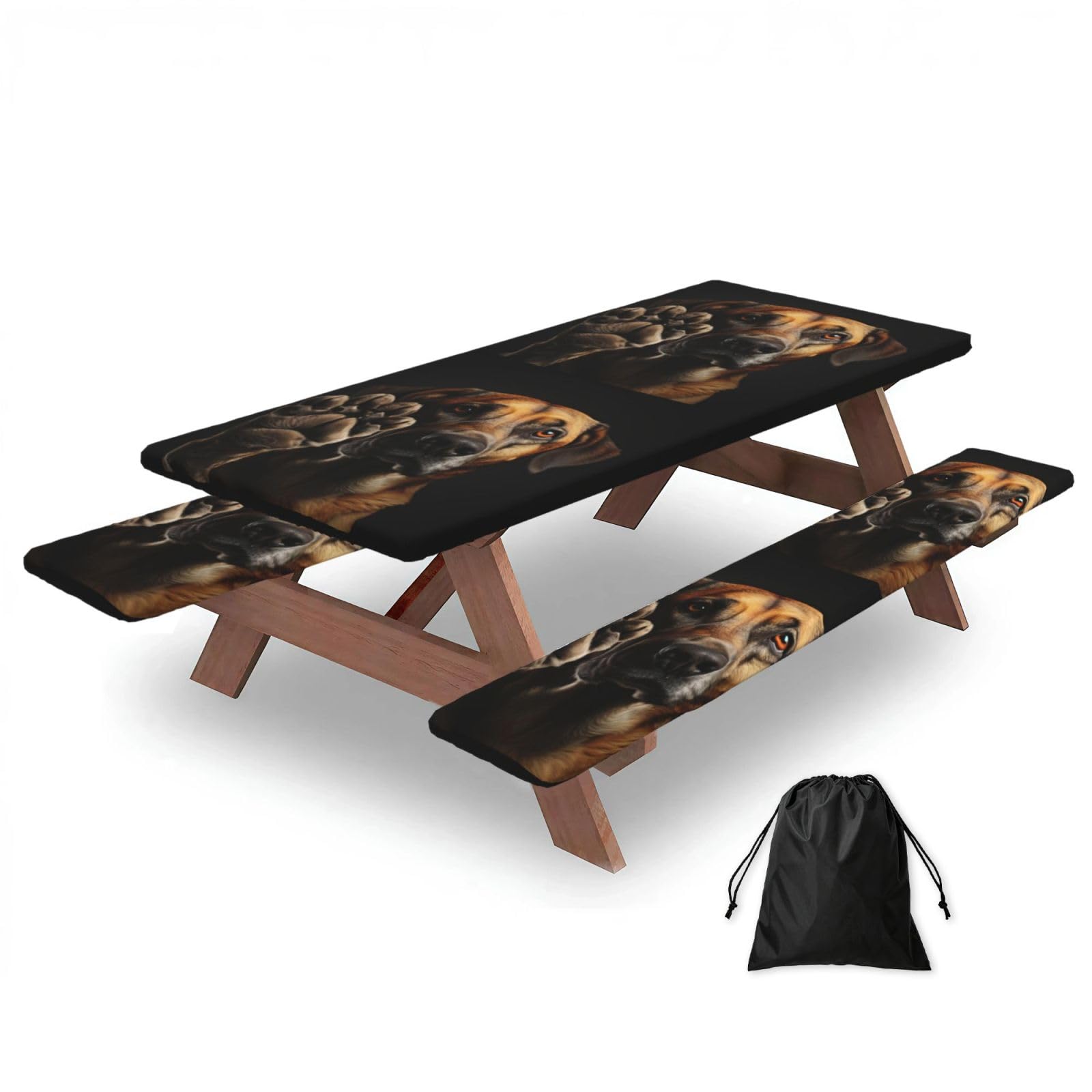 Zyjhyy Black Dog Animal Pet Paw Print 3 Pack Wipeable Picnic Bench Cover And Table Cover Lightweight Table Cloth For Camping Outdoor