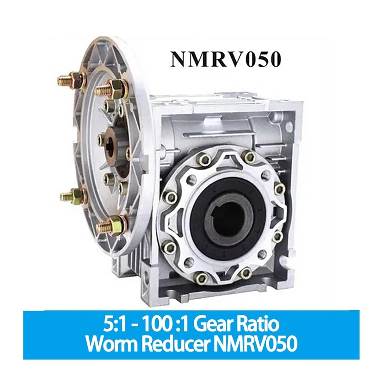 5:1-100 :1 Gear Ratio Worm Reducer NMRV050 11mm 14mm 19mm Input Hole for 0.12KW-0.75KW Motor(RATIO50 to 1_IEC Flange 71B14)