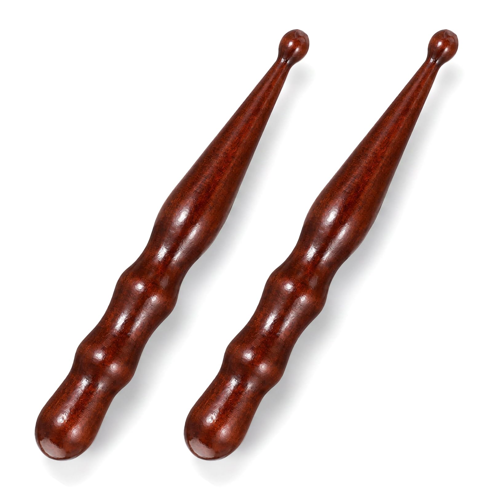 2Pcs Brown Wooden Acupoint Massage Pen Set