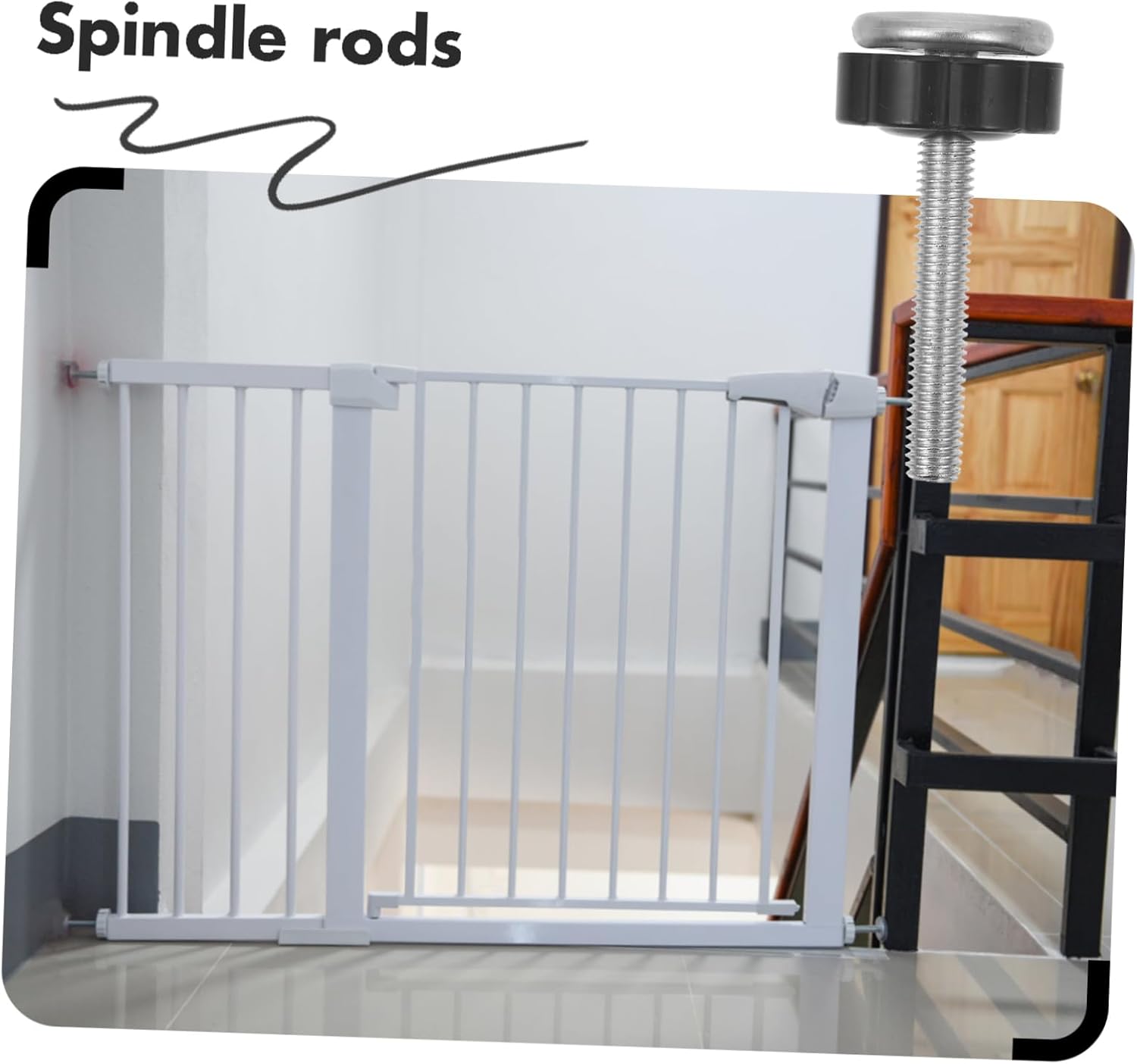 4pcs Threaded Spindle Rods for Gates and Pet No Drill Installation Replacement Parts for and Wall