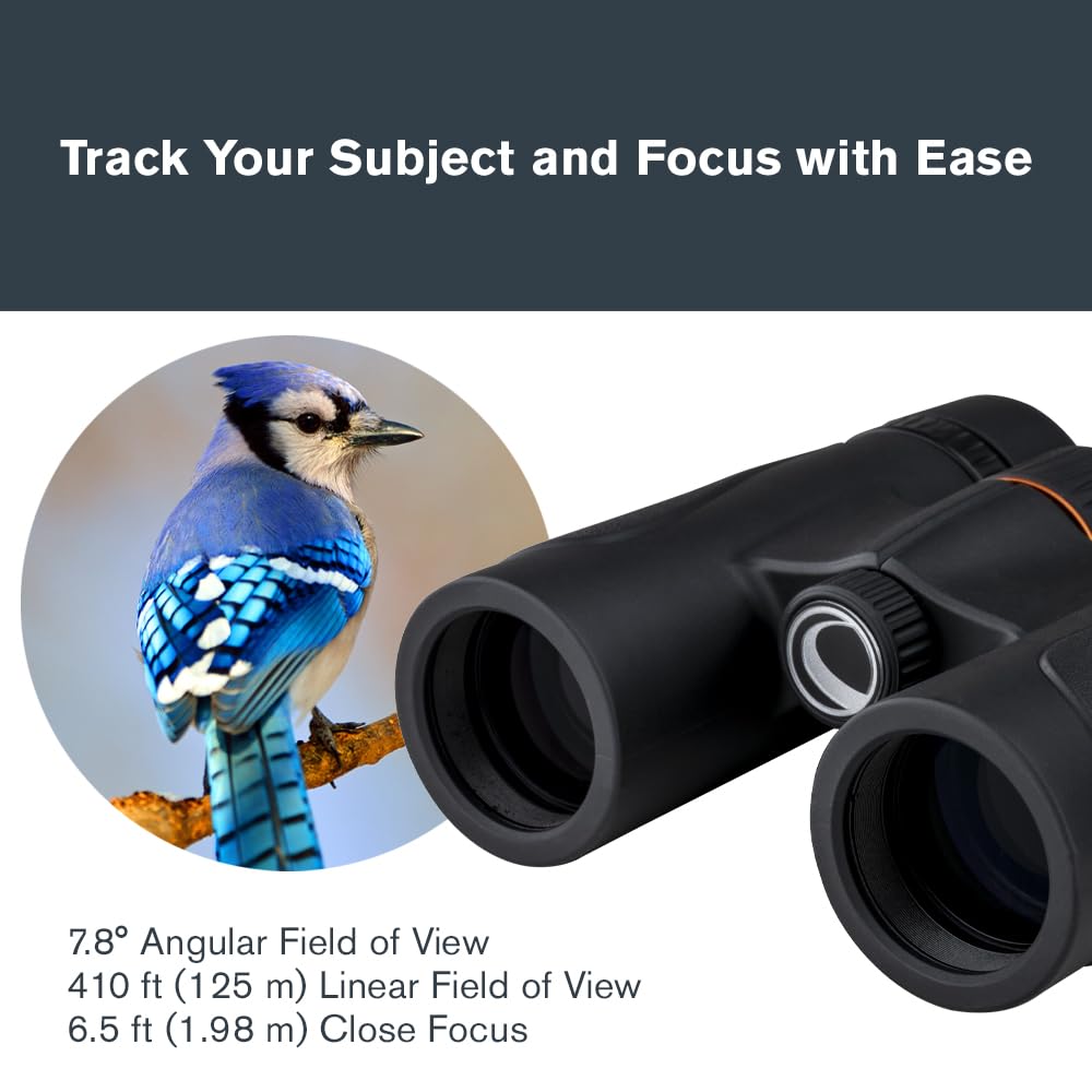 Celestron 71401 TrailSeeker Ed 8 x 32 Roof Prism Binocular, Fully Broadband Multi-Coated Lens, BaK-4 Prism Glass - Black