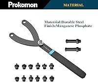 Vista 3 de Prokomon Juego de 15 piezas de llave de tuerca de pasador ajustable/Llave de embrague de ventilador de cilindro variable con soporte de polea