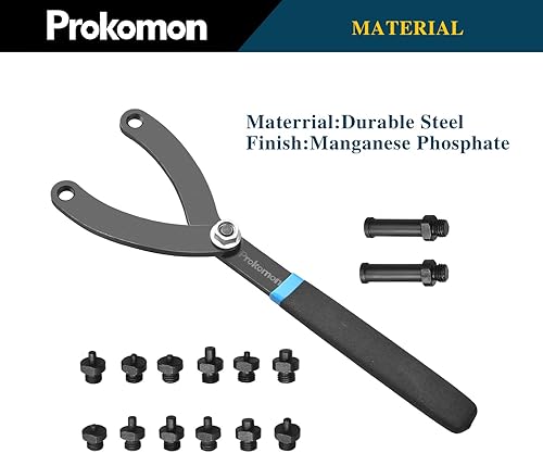 Miniatura 3 de Prokomon Juego de 15 piezas de llave de tuerca de pasador ajustable/Llave de embrague de ventilador de cilindro variable con soporte de polea y