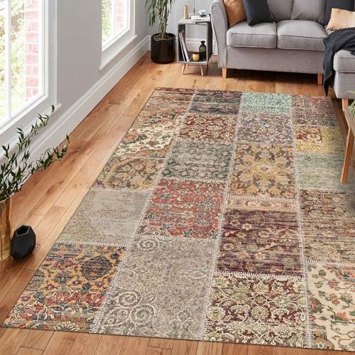 bamyum Nadine Bedruckter Teppich Chenille-Druck Maschinell Hergestellt 160 x 230 cm, Waschbarer...