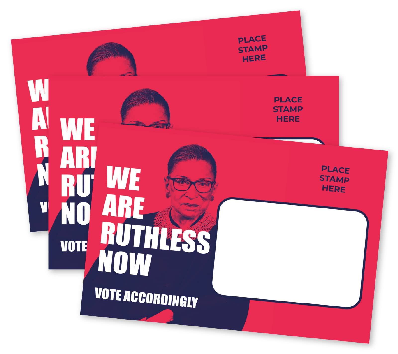 Pink Pixie Studio 100 Voter Postcards 4 x 6” We are Ruthless Now Bulk Blank Back for Message to Encourage Voting RGB Womens Rights Made in the USA