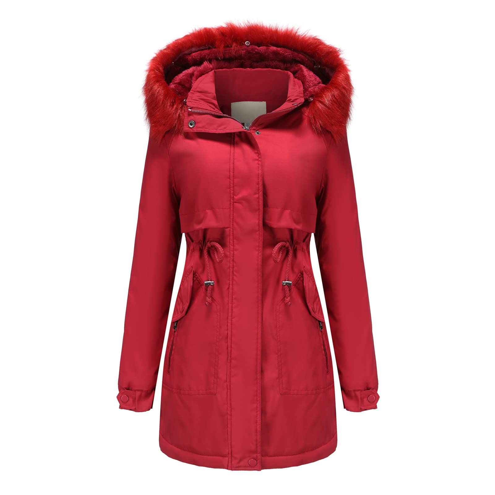 Cappotto invernale da donna, lungo, invernale, con cappuccio, giacca invernale, foderata, calda, per le mezze stagioni, giacca impermeabile per le attività all'aria aperta, giacca in pile, giacca a