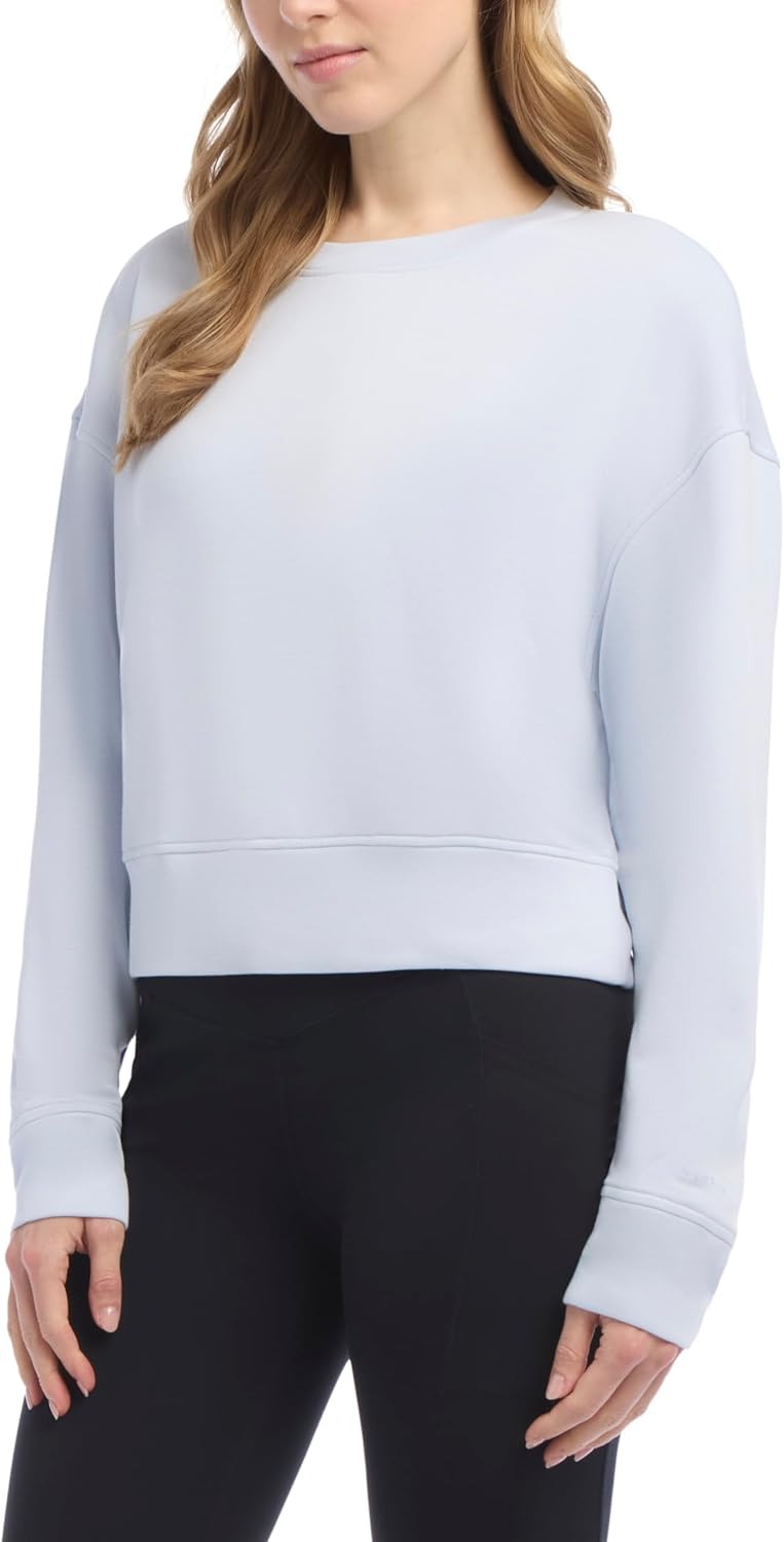 Danskin womens Cropped Luxe Crew Neck Sweatshirt - Image 3