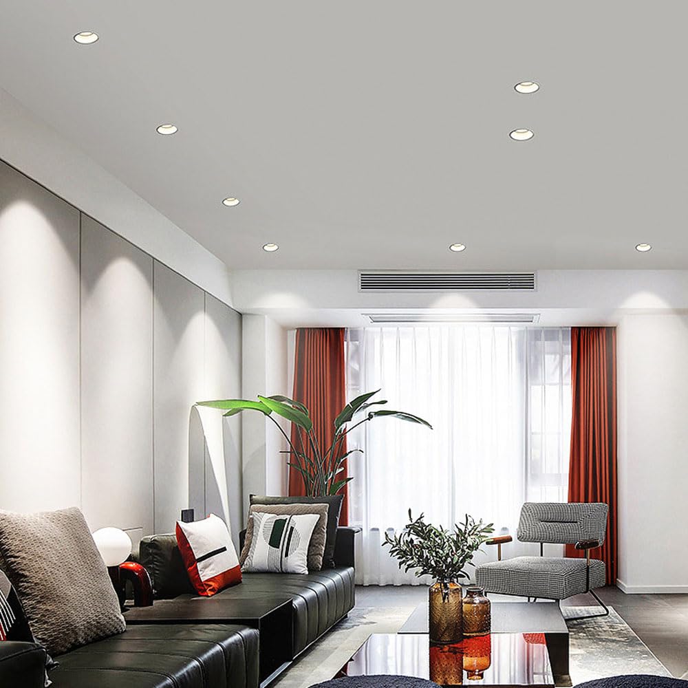 Paquete De 9 Focos Led Empotrables Ultrafinos para Techo, Temperatura De Color Seleccionable (3000K/4000K/6000K), Regulables, 12W, Led Antideslumbrante De Borde Estrecho, Embe,White