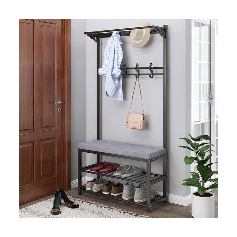 Garment Rail Exquisite Clothes Rail Rack Entryway Coat Rack Shoe Bench With Storage Bench Rustic Mudroom Bench With