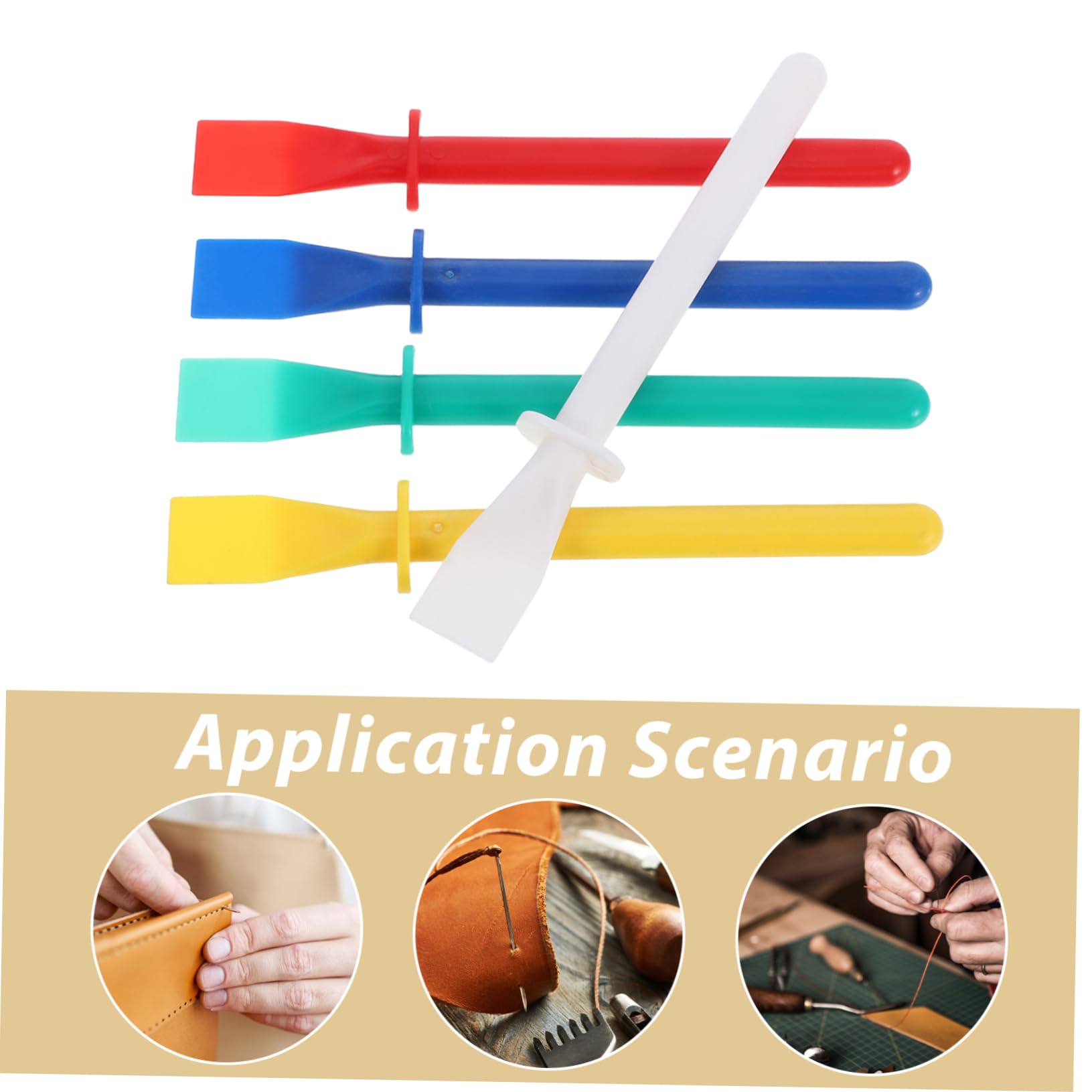 Uonlytech Applicatore di Colla in Plastica Flessibile per Pelle 5 Pezzi, Spatola per Incollaggio Uniforme, Accessorio DIY per Progetti Artigianali e Prodotti in Pelle