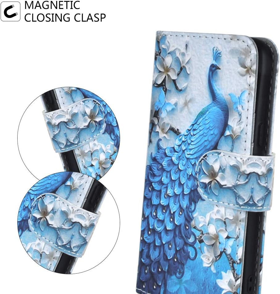 UrSpeedtekLive Galaxy S10 Wallet Case, Folio Flip Premium PU Leather Case Cover w/Card Holder Slot Pockets, Wrist Strap, Magnetic Closure for Samsung Galaxy S10,Peacock