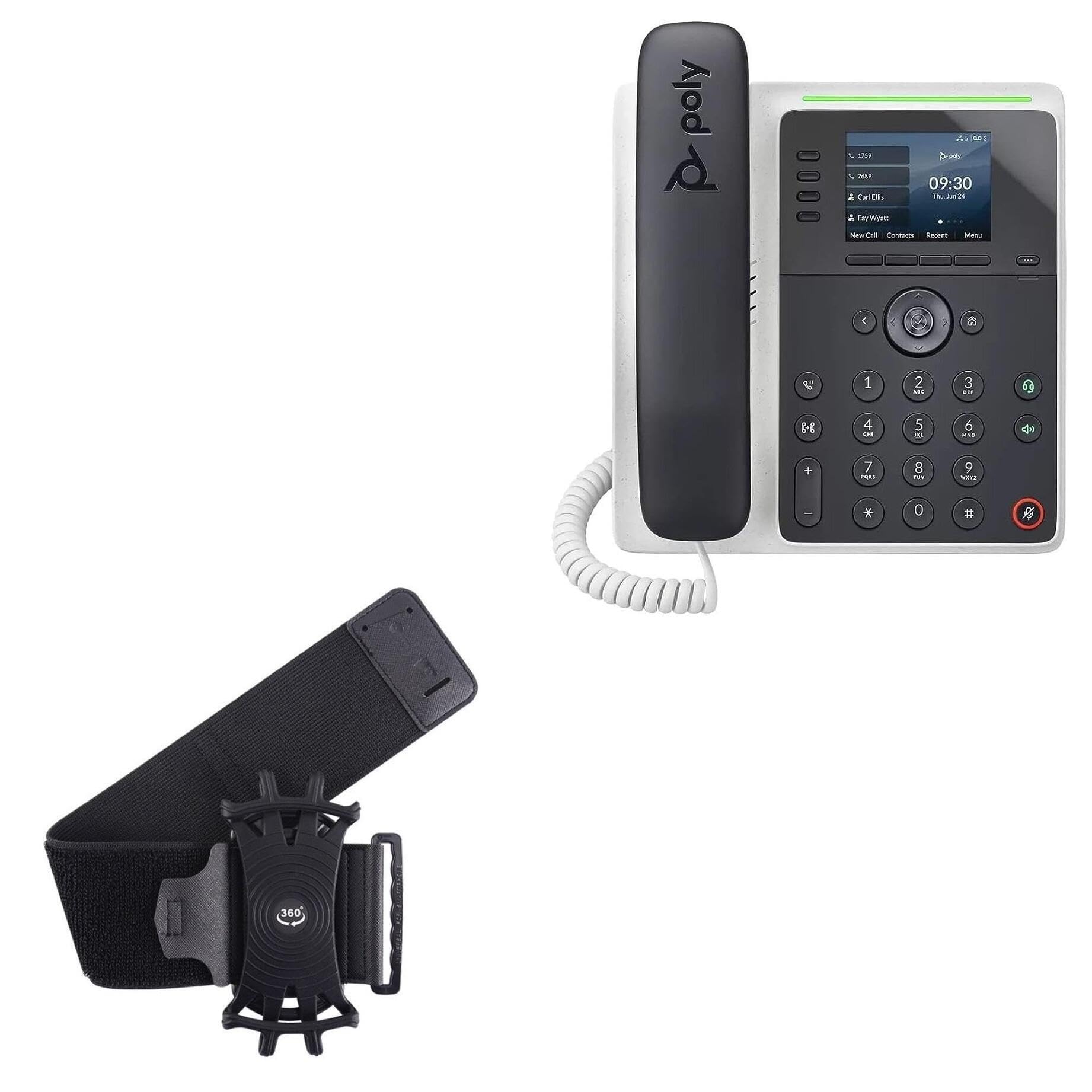 BoxWave Holster Compatible with Poly Edge E220 - ActiveStretch Sport Armband, Adjustable Armband for Workout and Running - Jet Black