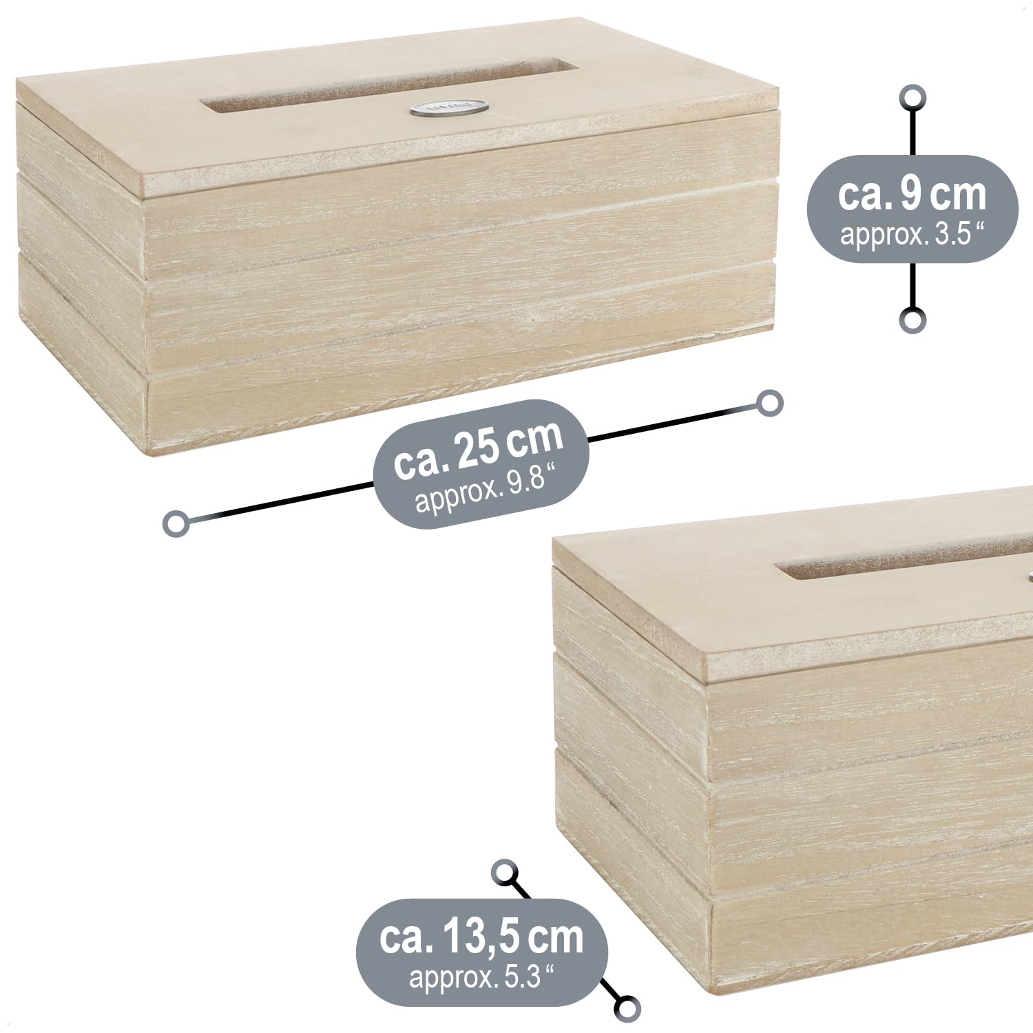 COM-FOUR® drewniane pudelko na chusteczki kosmetyczne - pudelko na chusteczki z pokrywka na zawiasach - dozownik reczników do lazienki, sypialni i salonu (25x13.5x9cm)