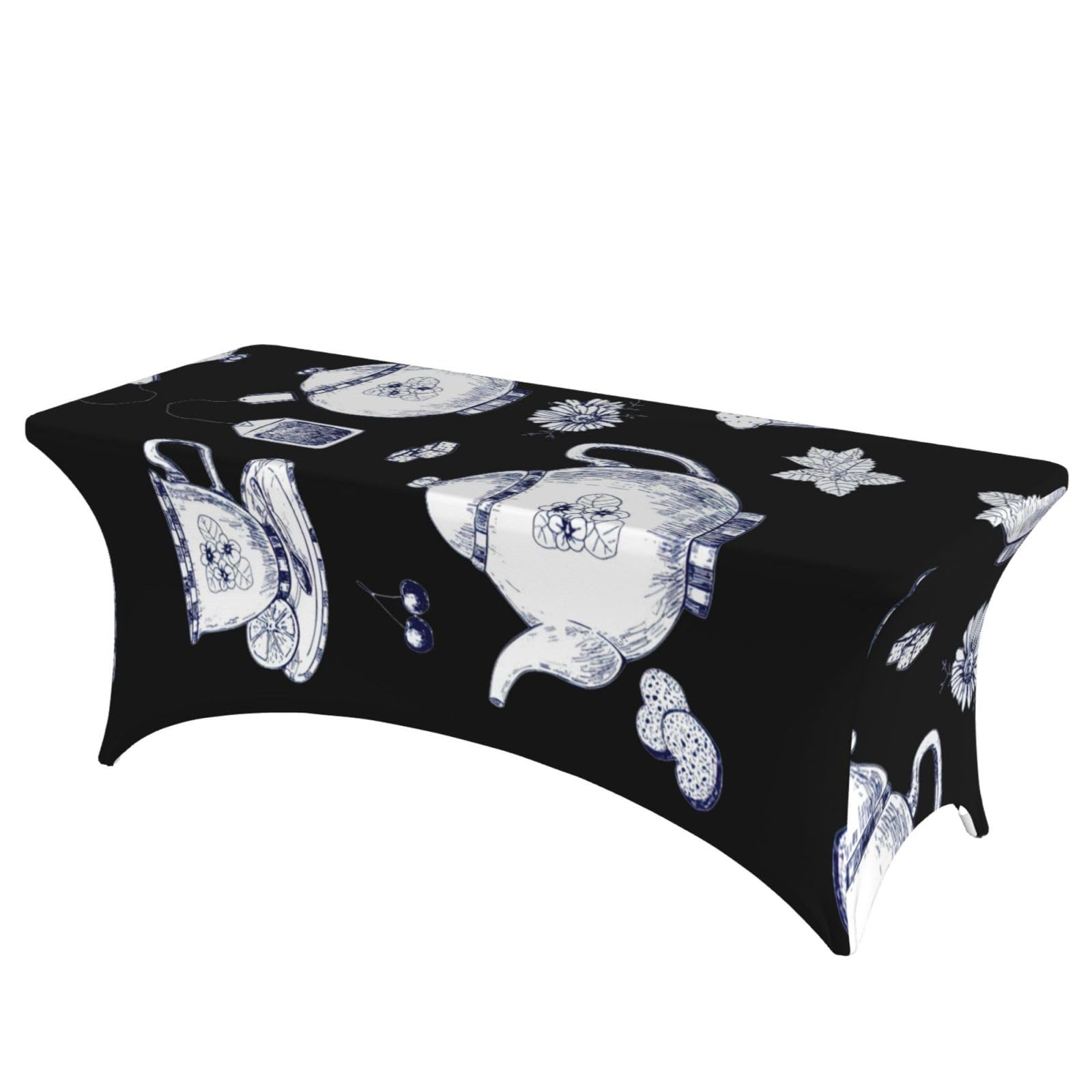 Nappe de table élasthanne 1,8 m lavable imprimé tasses pour banquet